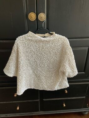 Ivory Beaded Short Sleeve Top